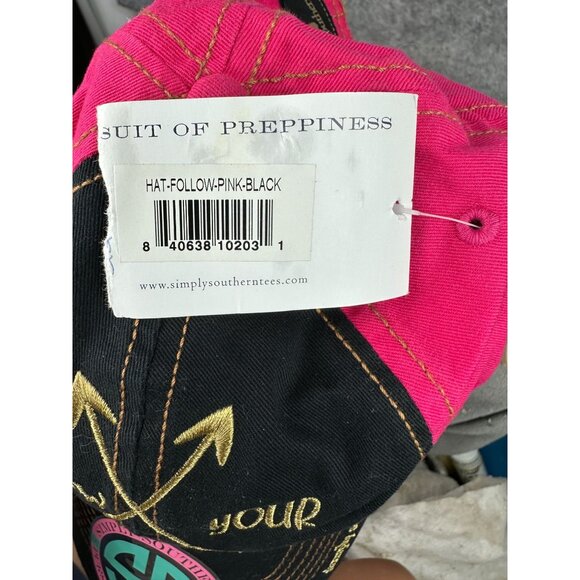 Simply Southern Follow Your Arrow Pink & Black Baseball Cap Hat Adjustable Strap - Picture 15 of 16